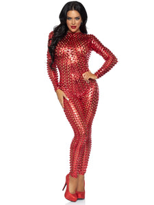 Laser Cut Catsuit- Red