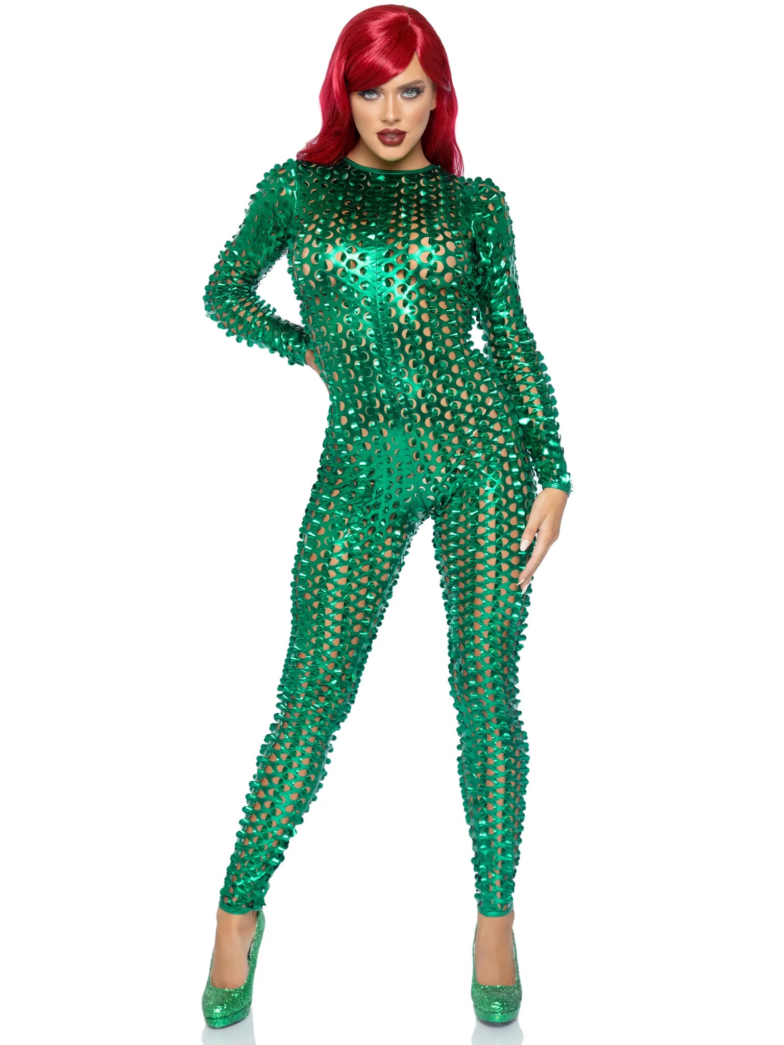 Laser Cut Catsuit- Green