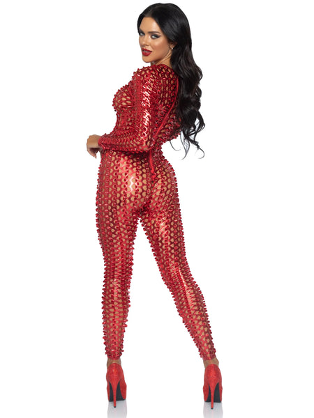 Laser Cut Catsuit- Red