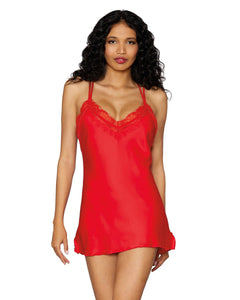 Satin Chemise: Lipstick Red