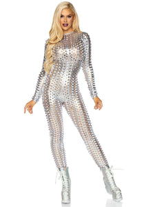 Laser Cut Catsuit- SIlver