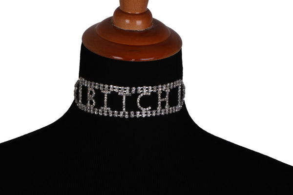 BITCH Rhinestone Choker