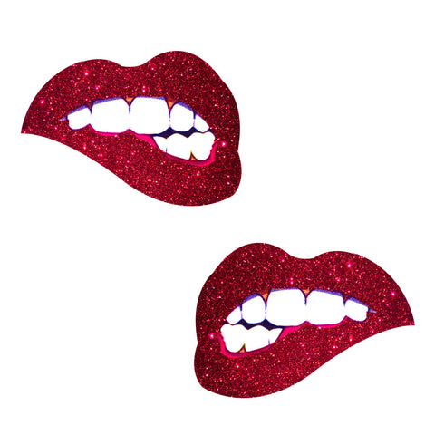 Red Glitter Bite Me Nipztix Pasties